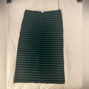 Navy blue and green striped skirt (Loft)